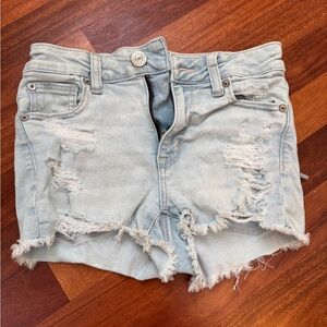 American Eagle Outfitters Light Blue Distressed Jean Shorts EXTRA STRETCH